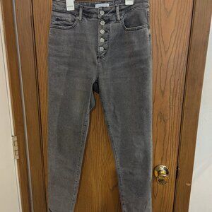 LOFT High Rise Skinny Button Closure Jeans Silver Gray Wash-27/4